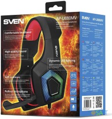 Наушники с микрофоном Sven AP-U880MV черный/красный 2.2м мониторные оголовье (SV-016739)