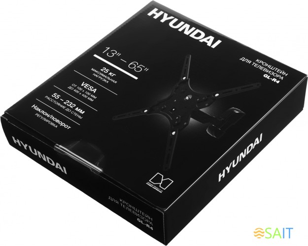 Кронштейн для телевизора Hyundai GL-R4 черный 13"-65" макс.25кг настенный поворот и наклон