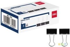 Зажимы Deli EZ65 металл 19мм черный (упак.:12шт) картонная коробка