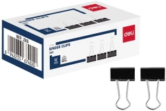 Зажимы Deli EZ65 металл 19мм черный (упак.:12шт) картонная коробка