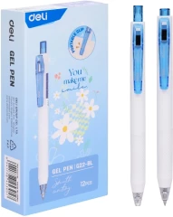 Ручка гелев. автоматическая Deli EG22-BL белый/синий d=0.5мм син. черн. кор.