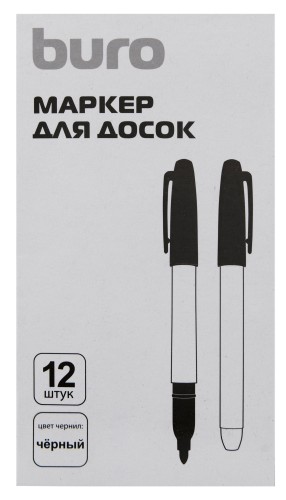 Маркер для досок Buro пулевидный пиш. наконечник 2.5мм черный коробка
