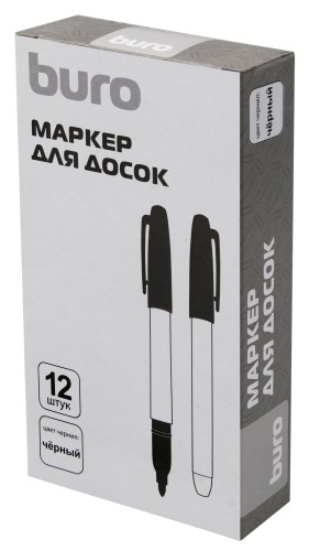 Маркер для досок Buro пулевидный пиш. наконечник 2.5мм черный коробка