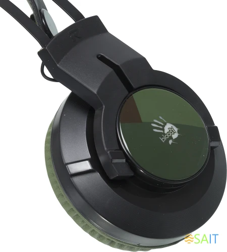 Наушники с микрофоном A4Tech Bloody J450 черный/зеленый 1.8м мониторные оголовье (J450)