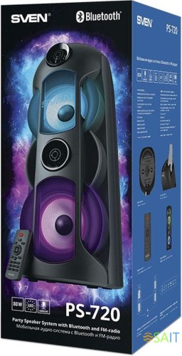 Колонка порт. Sven AC PS-720 черный 80W 1.0 BT/3.5Jack 10м 4400mAh (АС PS-720)