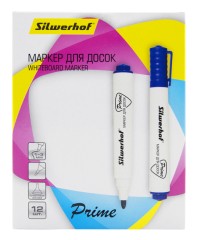 Маркер для досок Silwerhof Prime пулевидный пиш. наконечник 1-3мм синий коробка