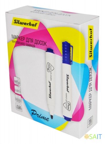 Маркер для досок Silwerhof Prime пулевидный пиш. наконечник 1-3мм синий коробка