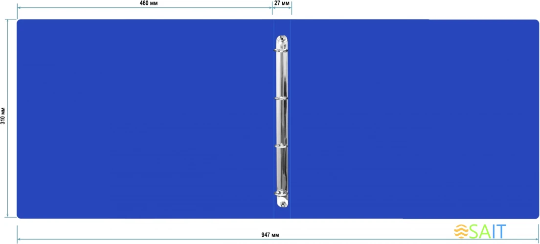 Папка на 4-х кольцах Бюрократ -0827GA3BLU A3 гориз. пластик 0.8мм кор.27мм синий