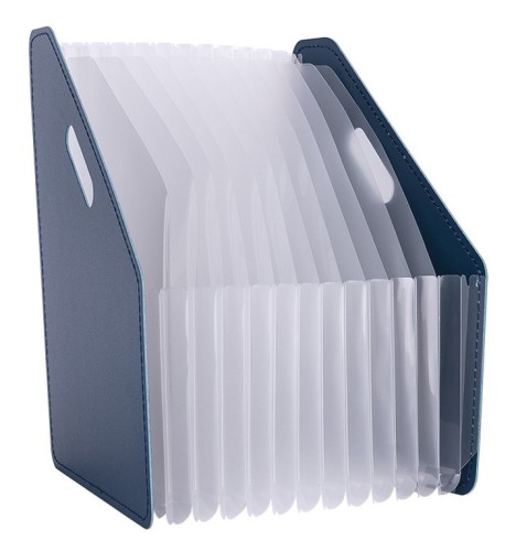 Папка с 13 прозр.вклад. Deli 63952DK-BLUE A4 полипропилен темно-синий с ручками