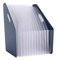 Папка с 13 прозр.вклад. Deli 63952DK-BLUE A4 полипропилен темно-синий с ручками