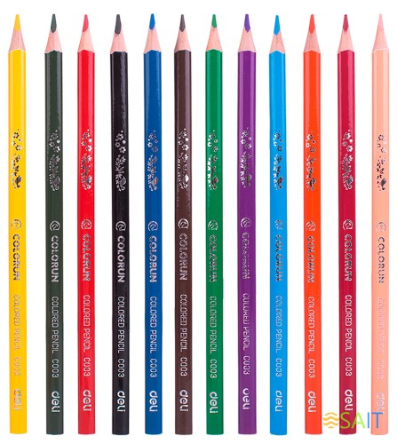 Карандаши цв. Deli EC00300 ColoRun трехгран. тополь 12цв. коробка/европод.