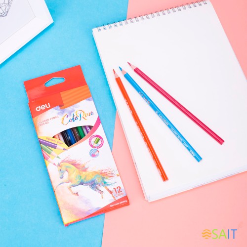 Карандаши цв. Deli EC00300 ColoRun трехгран. тополь 12цв. коробка/европод.