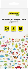 Карандаши цв. Silwerhof Eco 2.65мм шестигран. дерево ассорти 24цв. коробка/европод.
