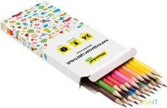 Карандаши цв. Silwerhof Eco 2.65мм шестигран. дерево ассорти 24цв. коробка/европод.