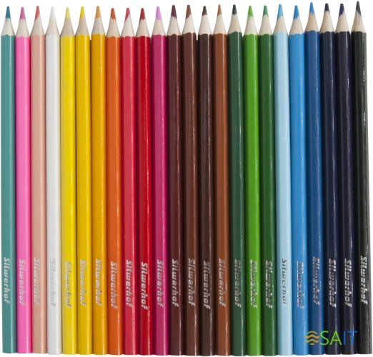 Карандаши цв. Silwerhof Eco 2.65мм шестигран. дерево ассорти 24цв. коробка/европод.