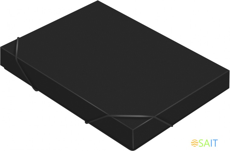 Папка-короб на резинке Бюрократ -BA40/07BLCK пластик 0.7мм корешок 40мм A4 черный