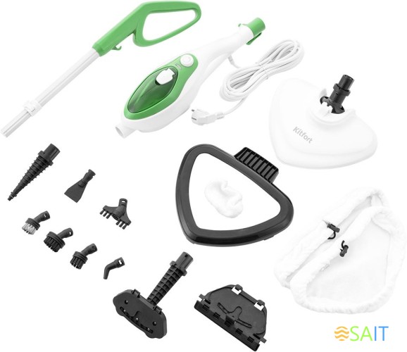 Швабра паровая Kitfort КТ-1004-2 1500Вт зеленый/белый