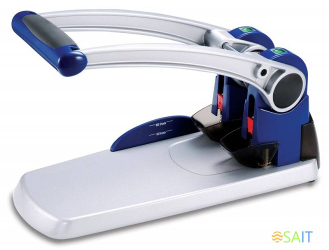 Дырокол Kw-Trio Heavy Duty 9550 макс.:300лист. металл синий/серебристый отв.:2 с линейкой