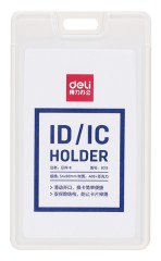 Бейдж для пропуска Deli 8315white 54х89мм вертикальный без крепления акрил/пластик белый