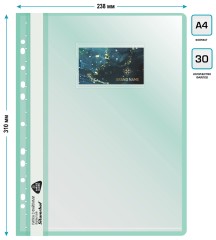 Папка-скоросшиватель Silwerhof 255123-04 A4 прозрач.верх.лист 30 вкладышей боков.перф. полипропилен зеленый