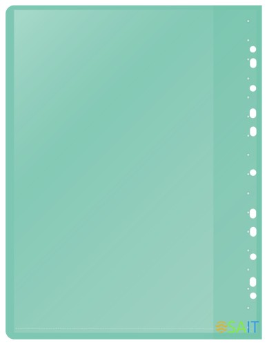 Папка-скоросшиватель Silwerhof A4 прозрач.верх.лист 30 вкладышей боков.перф. полипропилен зеленый