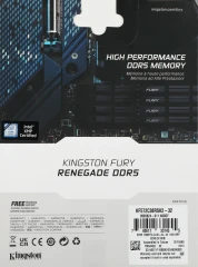 Память DDR5 2x16GB 7200MHz Kingston KF572C38RSK2-32 Fury Renegade Silver XMP RTL Gaming PC5-57600 CL38 DIMM 288-pin 1.45В kit single rank с радиатором Ret