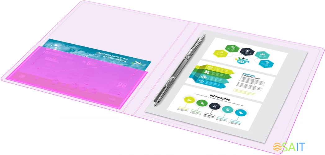 Папка метал.пруж.скоросш. Бюрократ Double Neon DNE07PPINK A4 пластик 0.7мм кор.27мм карм.прод.внут. розовый