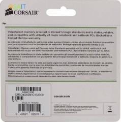 Память DDR3L 4Gb 1333MHz Corsair CMSO4GX3M1C1333C9 RTL PC3-10600 CL9 SO-DIMM 204-pin 1.35В Ret