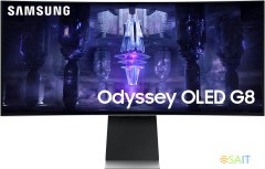 Монитор Samsung 34" Odyssey OLED G8 S34BG850SI серебристый OLED LED 21:9 M/M полуматовая HAS 250cd 178гр/178гр 3440x1440 175Hz FreeSync Premium Ultra WQHD USB 7.5кг