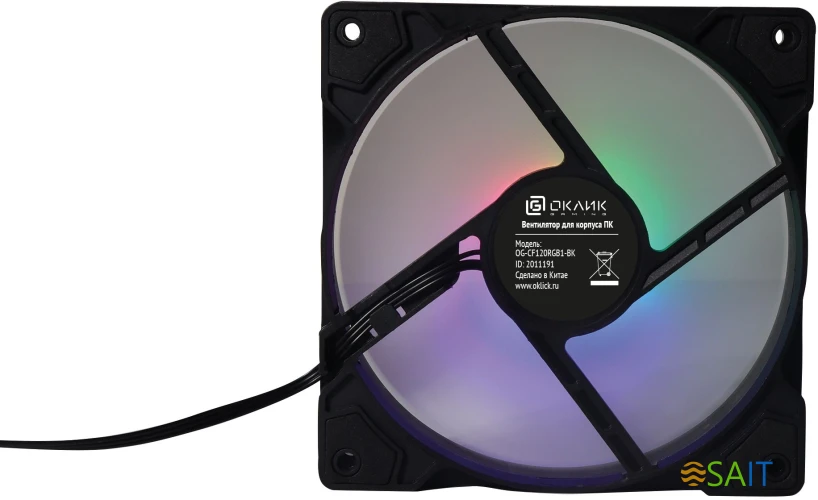 Вентилятор для корпуса Оклик OG-CF120RGB1-BK RGB 120х120x25 черный 3-pin 4-pin (Molex) 23дБ Ret