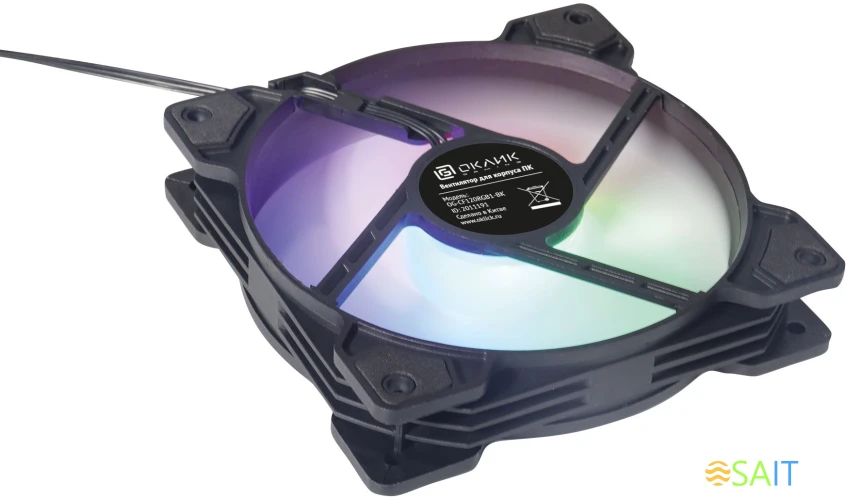 Вентилятор для корпуса Оклик OG-CF120RGB1-BK RGB 120х120x25 черный 3-pin 4-pin (Molex) 23дБ Ret