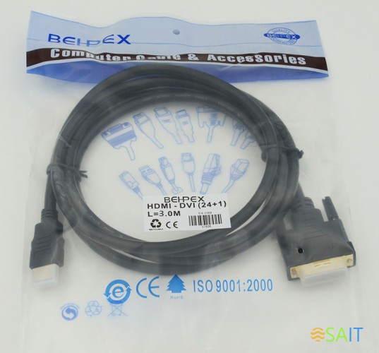 Кабель HDMI (m) DVI-D (m) 3м