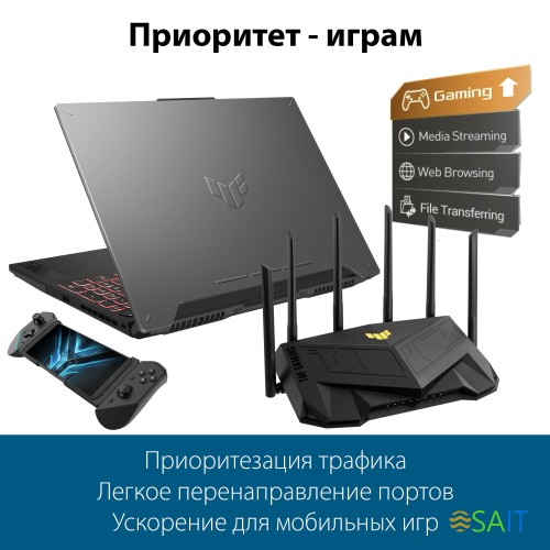 Роутер беспроводной Asus TUF-AX6000 AX6000 100/1000/2500BASE-T черный