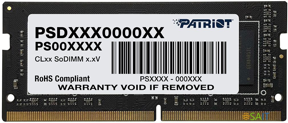 Память DDR4 32GB 2666MHz Patriot PSD432G26662S Signature RTL PC4-21300 CL19 SO-DIMM 260-pin 1.2В dual rank Ret