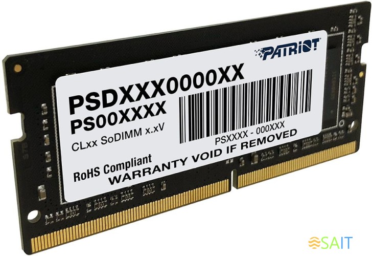 Память DDR4 32GB 2666MHz Patriot PSD432G26662S Signature RTL PC4-21300 CL19 SO-DIMM 260-pin 1.2В dual rank Ret
