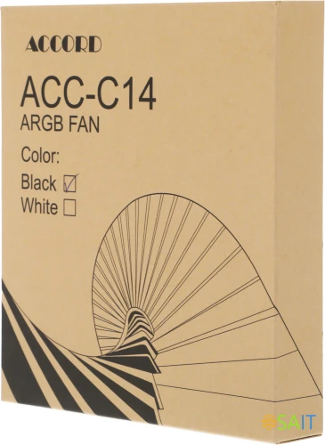Вентилятор для корпуса Accord ACC-C14 ARGB 140х140x25 черный 3-pin 26дБ (ACC-C14 ARGB BLACK) brown box