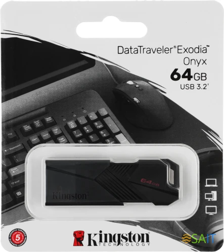 Флеш Диск Kingston 64Gb DataTraveler Exodia Onyx DTXON/64GB USB3.2 черный