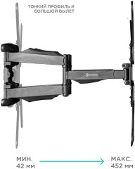 Кронштейн для телевизора Onkron M5 черный 37"-70" макс.36.4кг настенный поворот и наклон