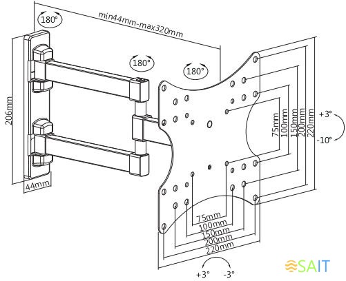 Кронштейн для телевизора Ultramounts UM867W белый 23"-42" макс.20кг настенный поворот и наклон
