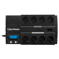 ИБП CyberPower BR700ELCD, Line-Interactive, 700VA/420W, 8 Schuko розеток, USB&amp;USB Charger, RJ11/RJ45, LCD дисплей, Black, 0.23х0.33х0.2м., 6.2кг. CyberPower BR700ELCD