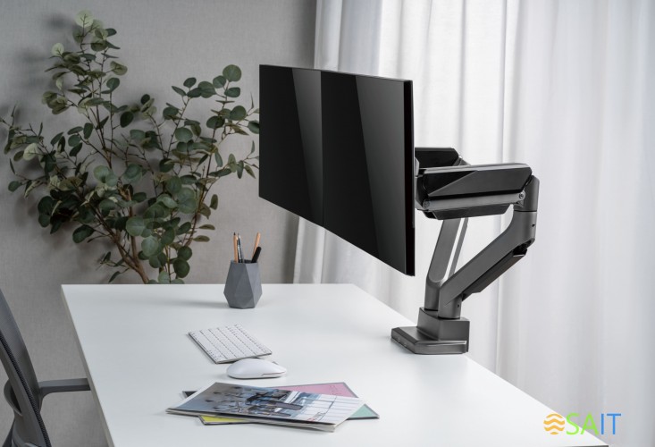 Кронштейн для мониторов Ultramounts UM718 серый 17"-35" макс.15кг крепление к столешнице поворот и наклон