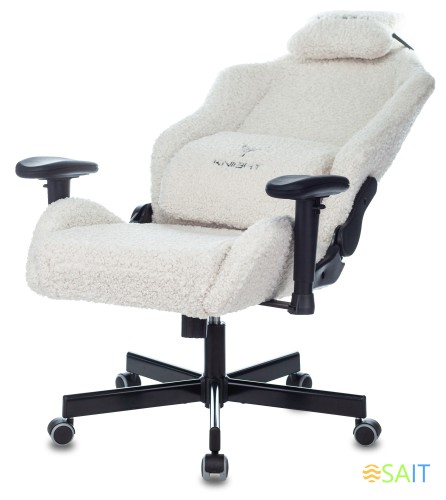 Кресло игровое Knight T1 молочный экомех с подголов. крестов. металл