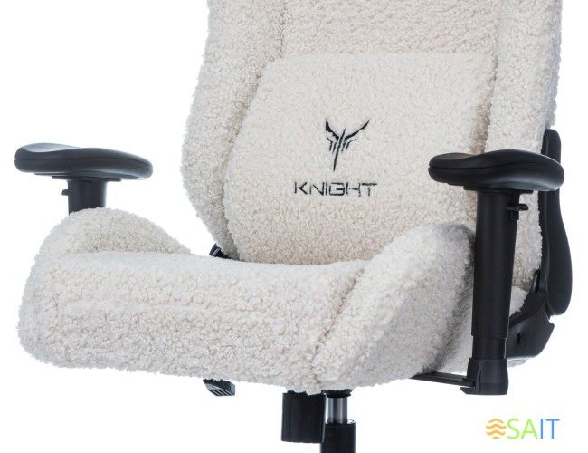 Кресло игровое Knight T1 молочный экомех с подголов. крестов. металл