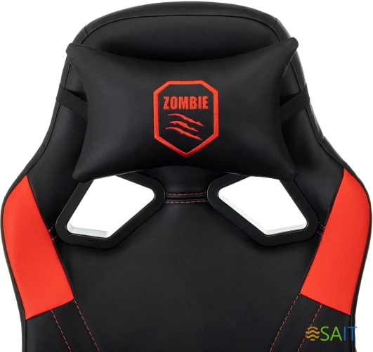 Кресло игровое Zombie 50 черный/красный эко.кожа крестов. пластик пластик черный