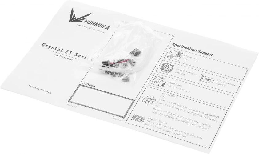 Корпус Formula Crystal Z1 белый без БП ATX 3x120mm 2xUSB2.0 1xUSB3.0 audio bott PSU