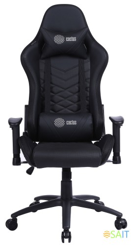 Кресло игровое Cactus с RGB-подсветкой черный эко.кожа с подголов. крестов. сталь