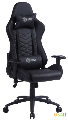 Кресло игровое Cactus с RGB-подсветкой черный эко.кожа с подголов. крестов. сталь
