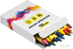 Восковые мелки Silwerhof Color кругл. 18цв. дл.80мм д.8мм картон.кор./европод.