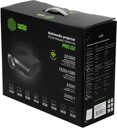 Проектор Cactus CS-PRO.02B.Full HD-W LCD 300Lm ANSI (1920x1080) 2000:1 ресурс лампы:30000часов 2xUSB typeA 1xHDMI 4.2кг
