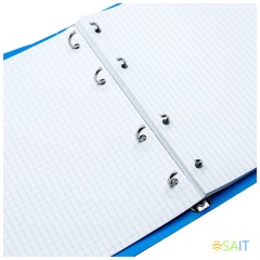 Тетрадь на кольцах Silwerhof 80л. клет. A5 пластик кольца голубой